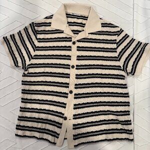 Zara NWT Structured Striped Card Shirt Size: L